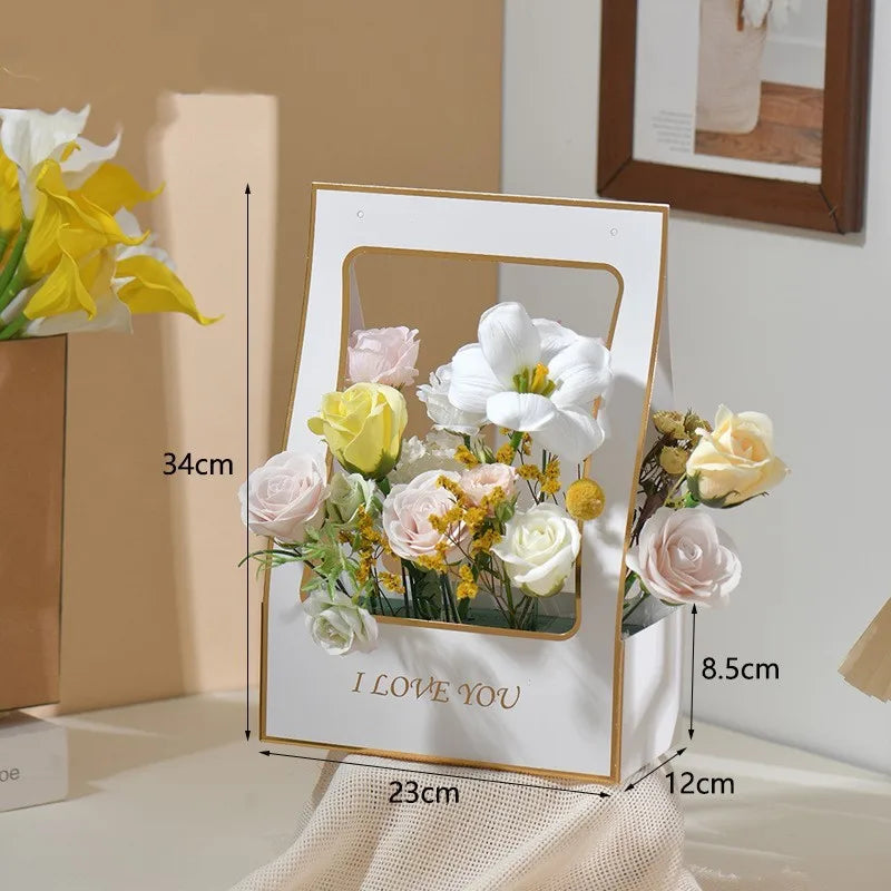 Kraft Paper Flower Bouquet Box Bag | Handheld Gift Packaging