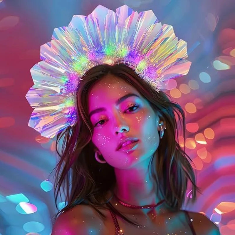 Glowing Laser Headband Light Up Hair Hoop Colorful LED Party Accessories for Halloween Christmas Stage Show Decoration Gift Oasis Select