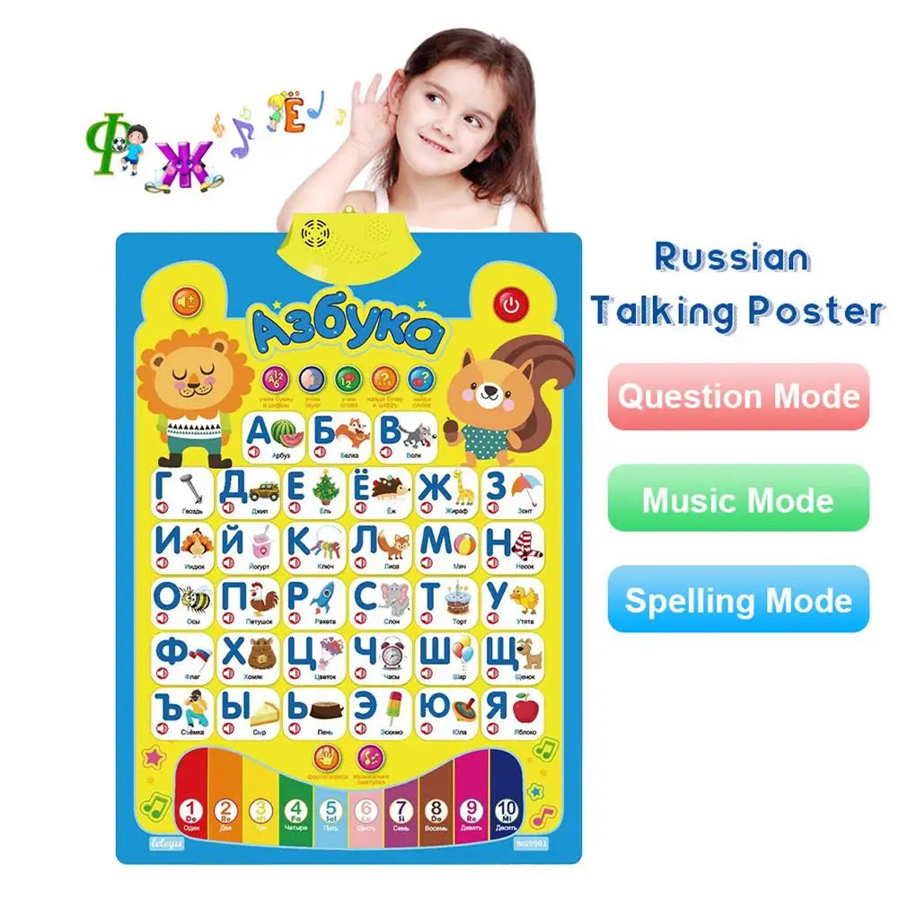 Russian Electronic Interactive Alphabet Wall Chart Talking ABC 123s Music Learning Poster Educational Preschool Alphabet Chart Oasis Select