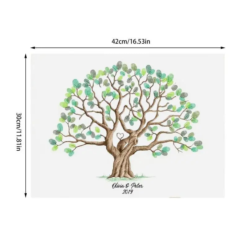 Fingerprint Tree Wedding Graduation Fingerprint Tree Canvas Guest Book DIY Creative Sign-In Book Waterproof for Birthday Wedding Oasis Select