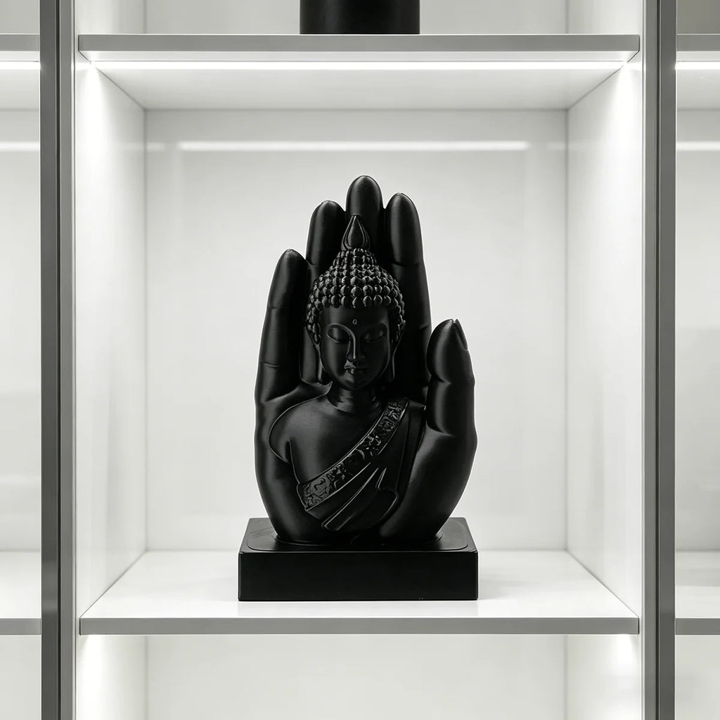 Palm Buddha Statue Zen Style 3D Printing Handheld Shakyamuni Figurine Ornament Meditation Home Yoga Rooms Office Spiritual Decor Oasis Select