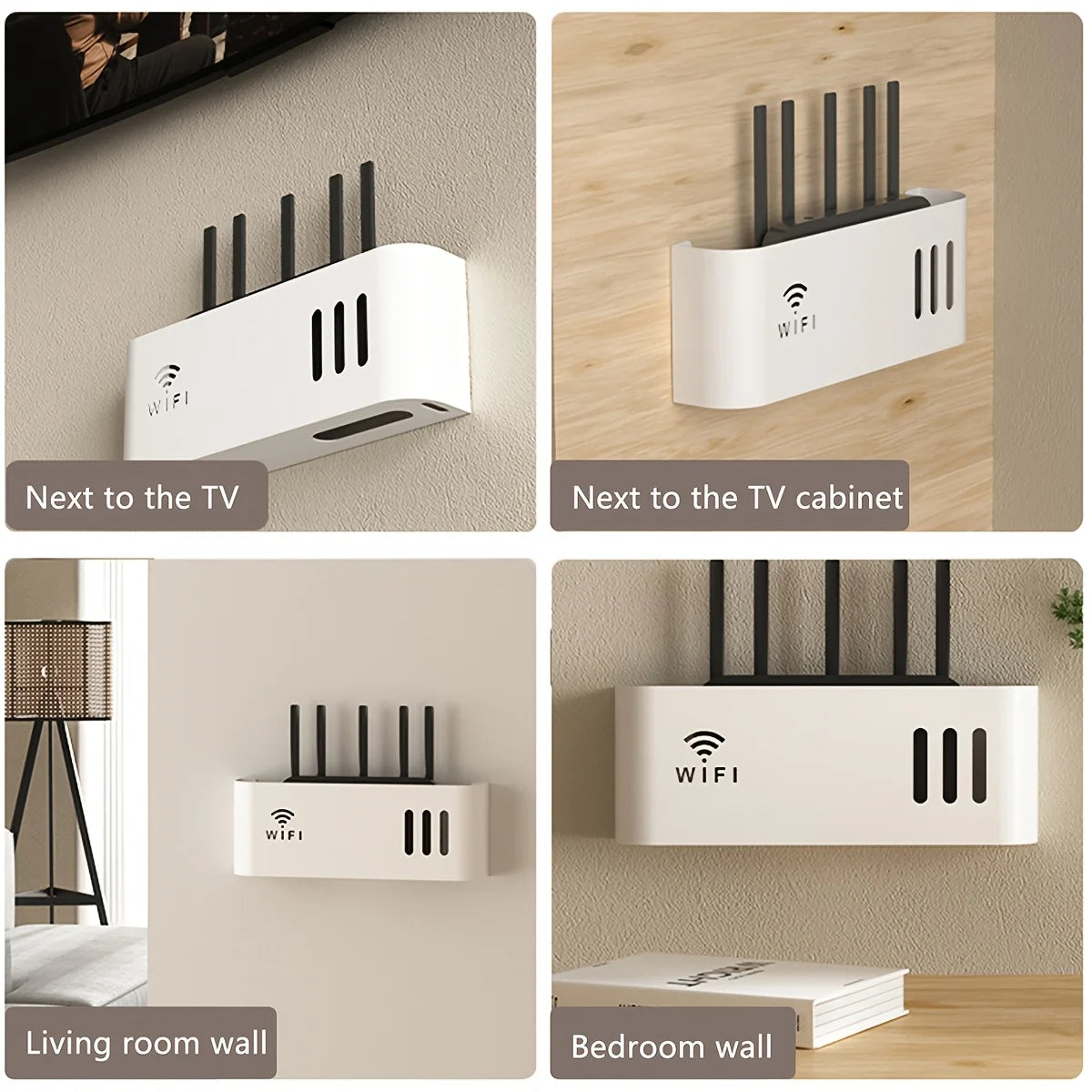 Plastic storage box for 1pc WIFI router, wall mounted without drilling, suitable for walls and desktops Oasis Select