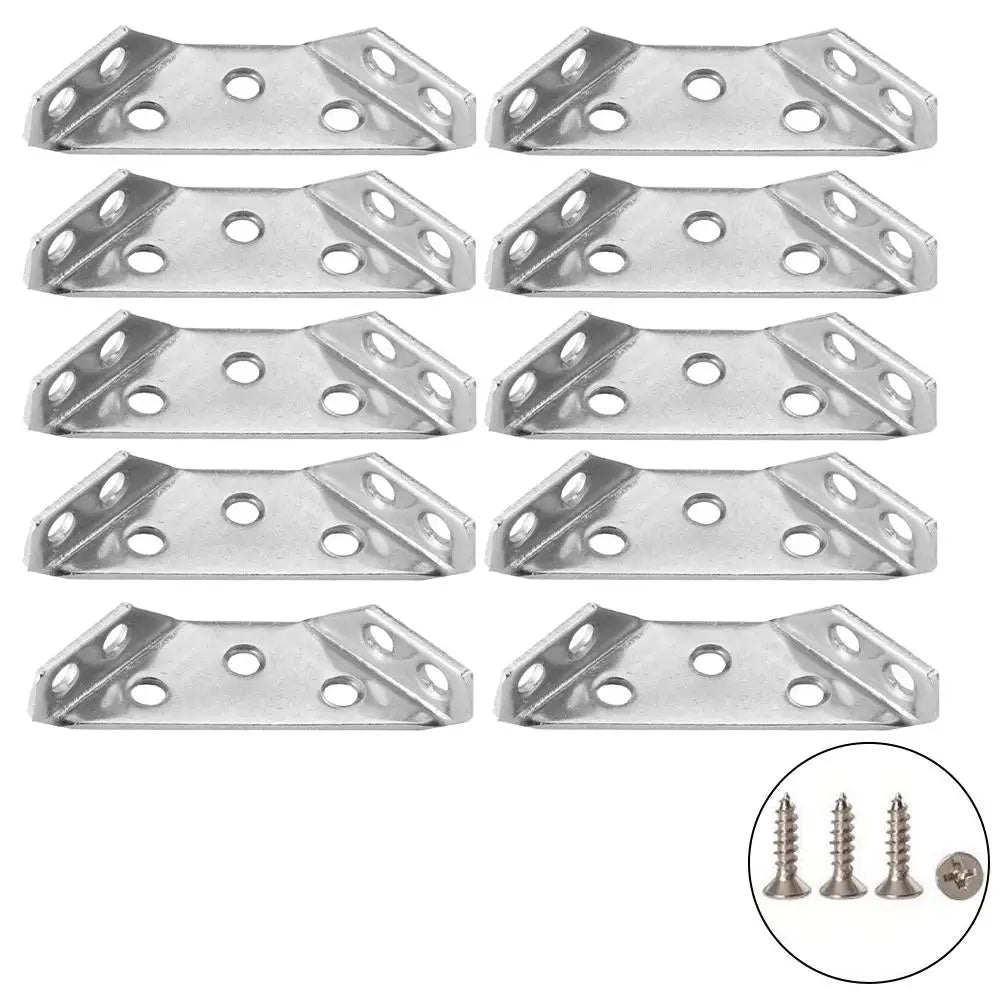 4/10/20pcs Stainless Steel Corner Brackets 90° Angle Three-sided Support Thickened Universal Furniture Fixed Bracket Connector Oasis Select 10pcs