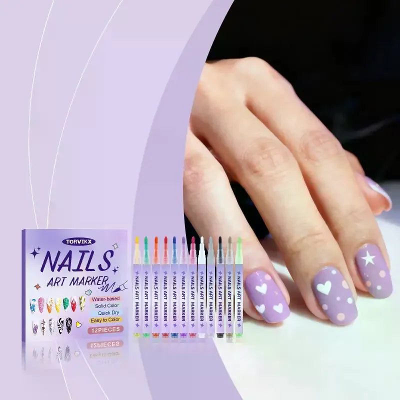1/12Pc DIY Colorful Nail Art Graffiti Pen Nail DIY Quick-drying Dot Flowers Liner Pen 3D Effect Nail Art Graffiti Pen Nail Tools Oasis Select