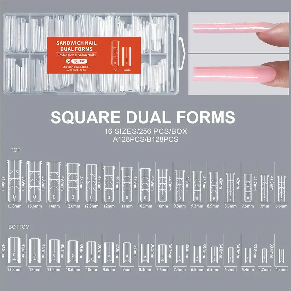 256-Pc Sandwich Dual Form Nail Tips – Full Cover Gel Extension Kit Nail Extension Kit Oasis Select 256pcs-04