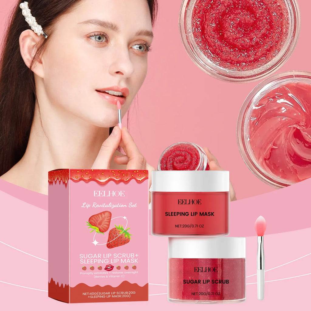Eelhoe Vitamin C Lip Scrub & Overnight Mask Set – Nourish & Brighten Lip Care Set Oasis Select