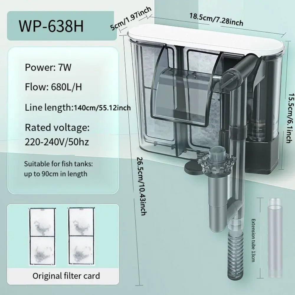 Slim HOB Aquarium Filter | Quiet Adjustable Flow Fish Tank