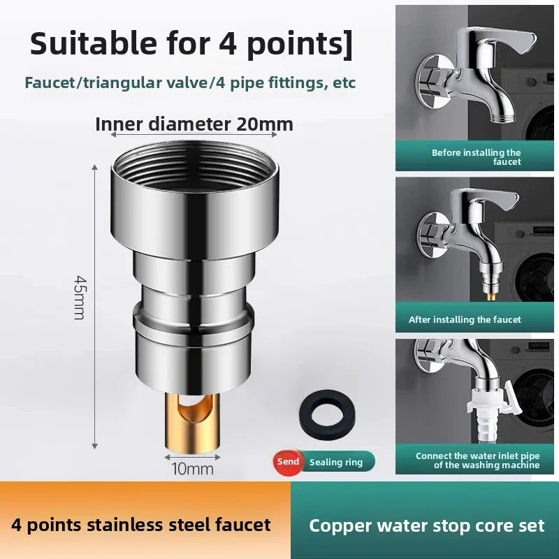 3/4" 1/2''Thread Connector Faucet Hose Tap Water Adapter Quick Connector Water Pipe Fittings Home Replacement Accessory Oasis Select P