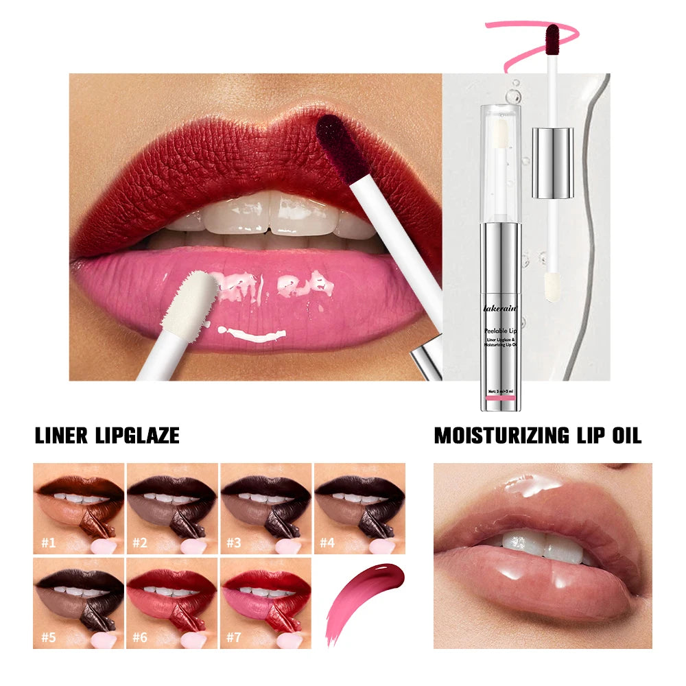 2-in-1 Peel-Off Lip Liner & Moisturizing Lip Gloss | 7 Shades Lip Liner & Gloss Oasis Select