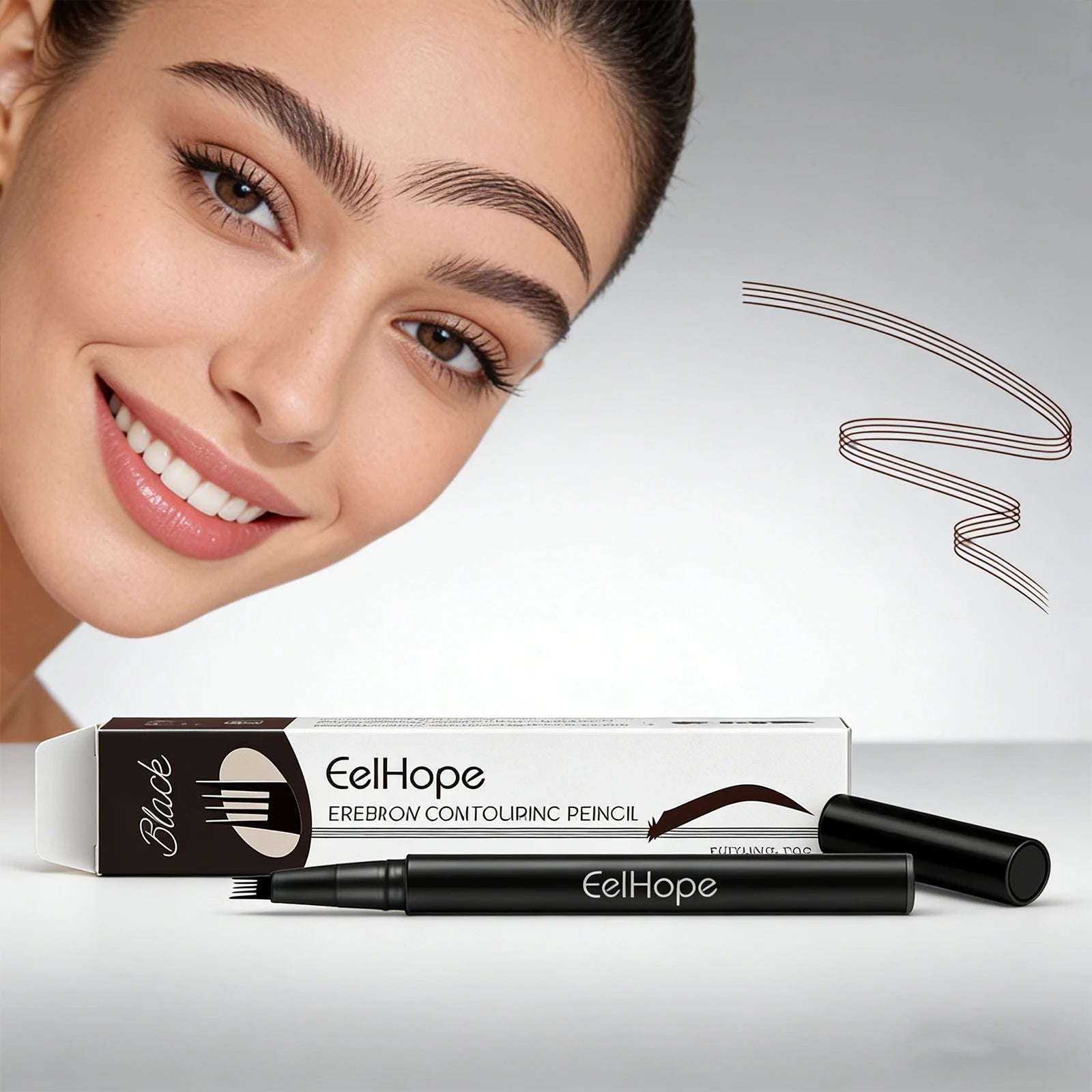 Eelhope 4-Pronged Eyebrow Pencil – Waterproof 3D Natural Look Eyebrow Pencil Oasis Select