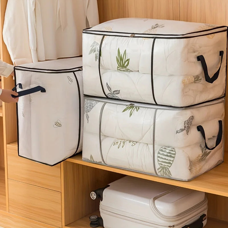 Large Transparent Storage Bag with Zipper &Handle,Heavy-Duty Plastic Suitcase for Clothes,Bedding,Travel,Moving,Seasonal Storage Oasis Select