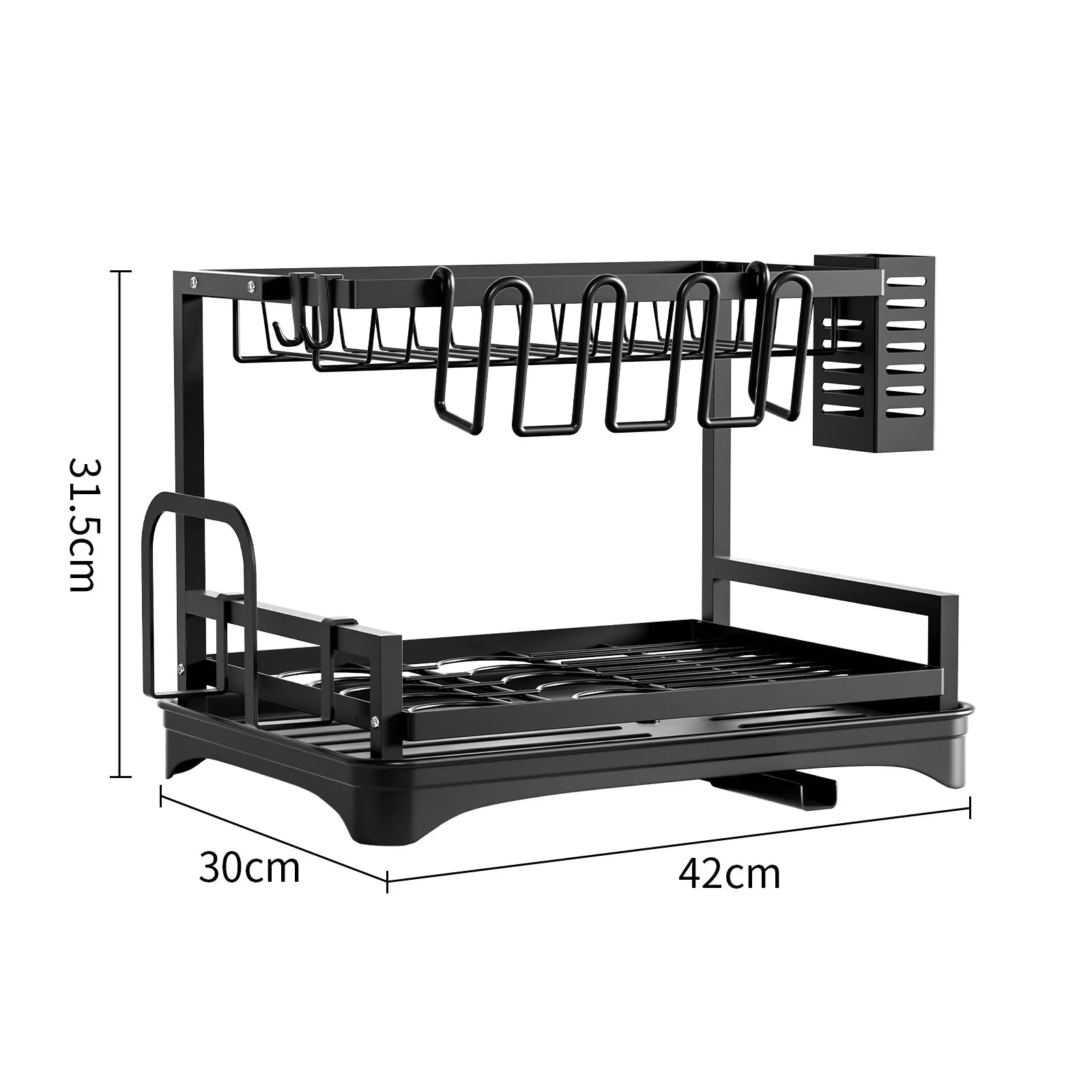 Dish storage rack, household drain fork, chopsticks, cutlery box, countertop, kitchen sink, dish rack Oasis Select black