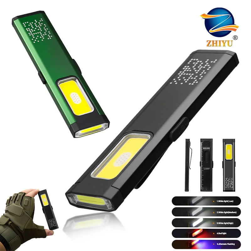 ZHIYU Rechargeable Pocket Flashlight 800LM COB 6 Modes USB-C