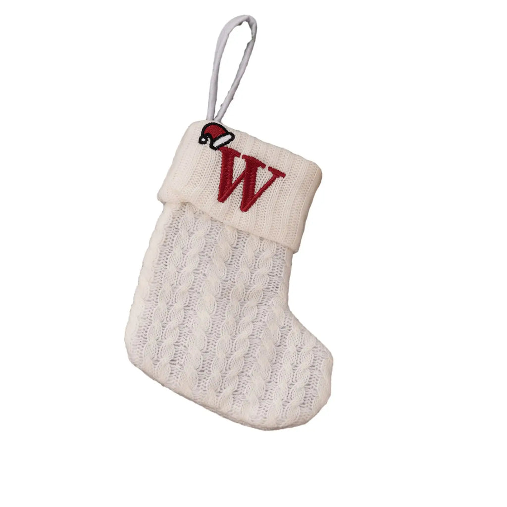 Knitted Christmas Stocking with Hanging Rope | Kids Candy Bag