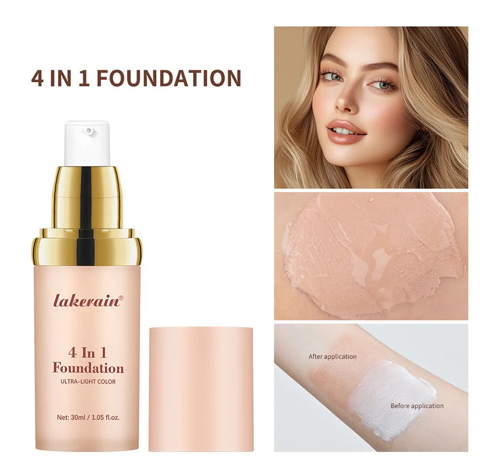 30ml 4 In 1 Multifunctional Foundation, Lightweight Long Lasting Concealer Moisturizing Color Changing Makeup Oasis Select