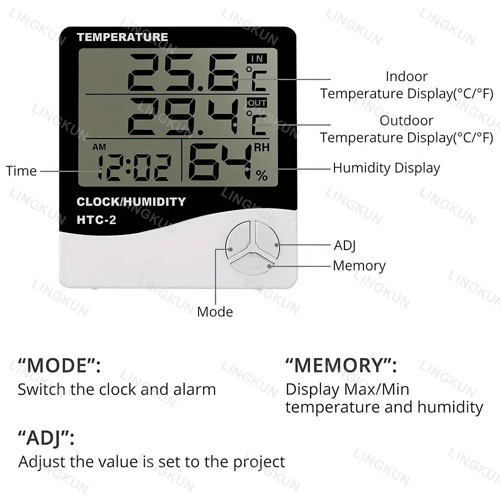 Indoor LCD Digital Thermometer Hygrometer - Electronic Temperature & Humidity Meter Sensor Gauge Weather Station for Home Oasis Select