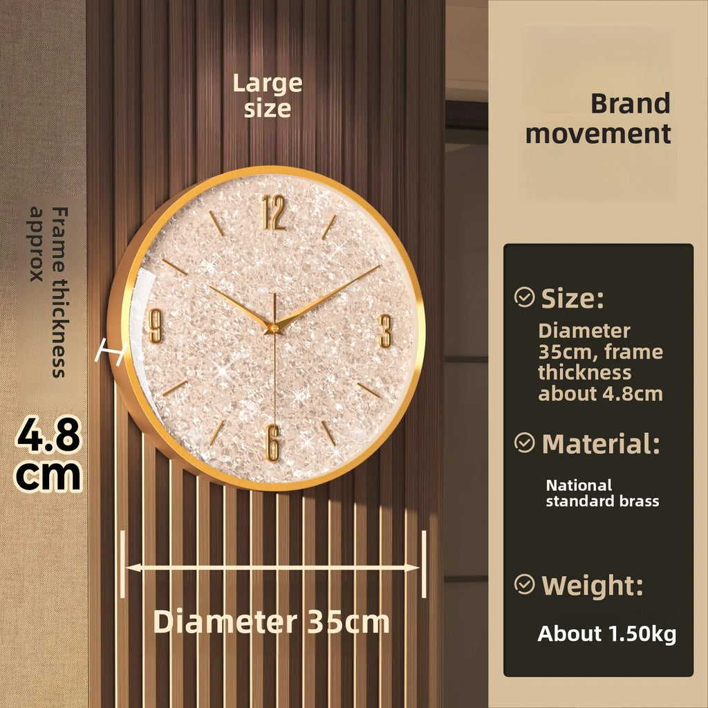 Gold Frame Shiny Dial Wall Clock Modern and Simple Home Decoration Fashionable Living Room Home Clock Decor Oasis Select Broken flower L mute