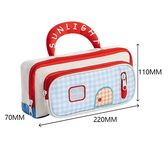 Handheld Dopamine House Pencil Bag Large Capacity Cosmetics Storage Stationery Storage Bag Creative Portable Pen Pencil Case Oasis Select