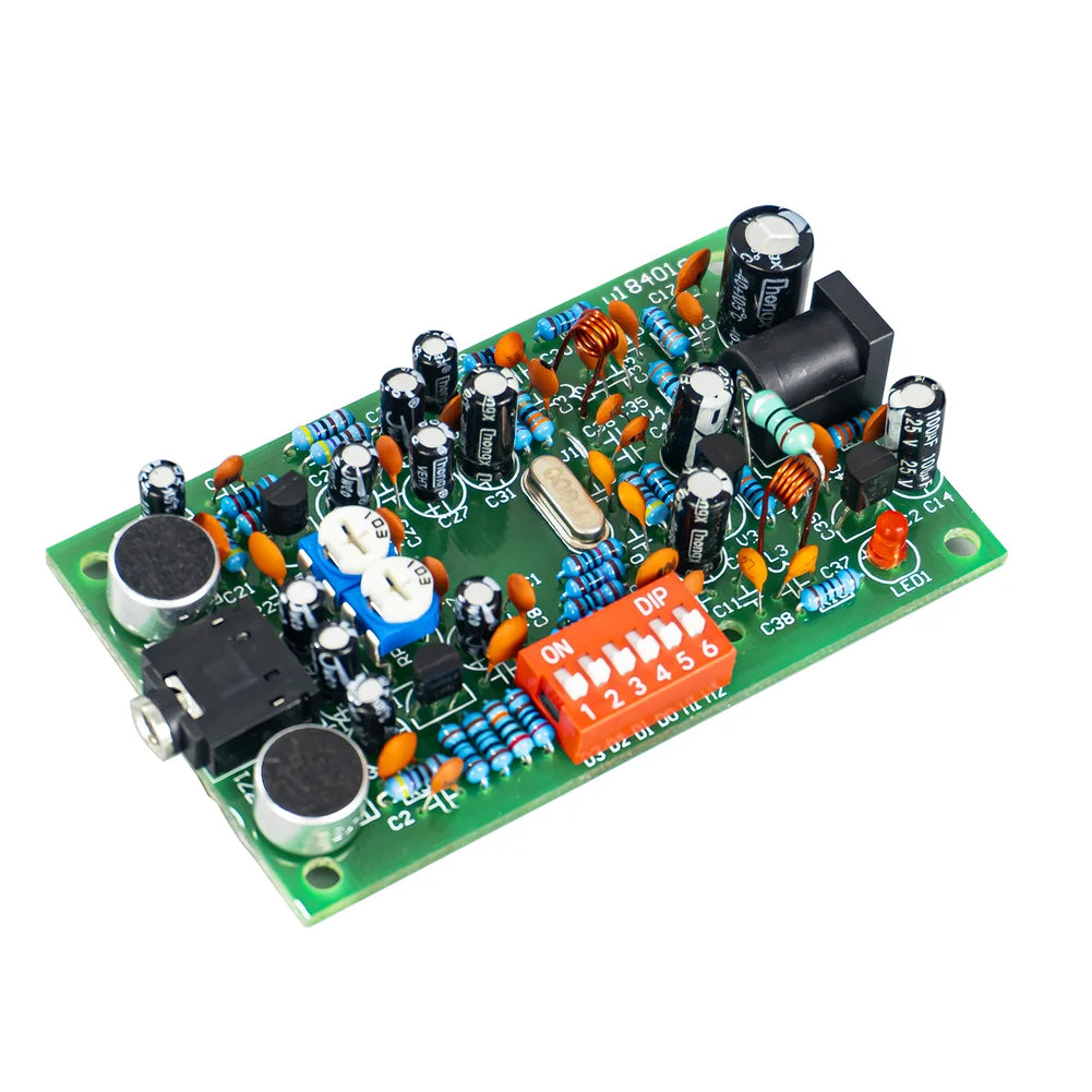 FM Transmitter Kit for DIY Electronics Projects 76mm x 47mm Green PCB with PLL Circuit and Audio Input Support Oasis Select