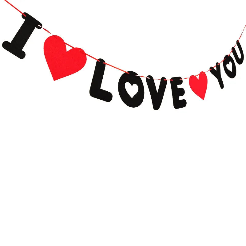 Valentine Hanging Banner Garland Bunting Red Love Heart Paper Banner Door Hanging Ornament Wedding Birthday Party Decoration Oasis Select