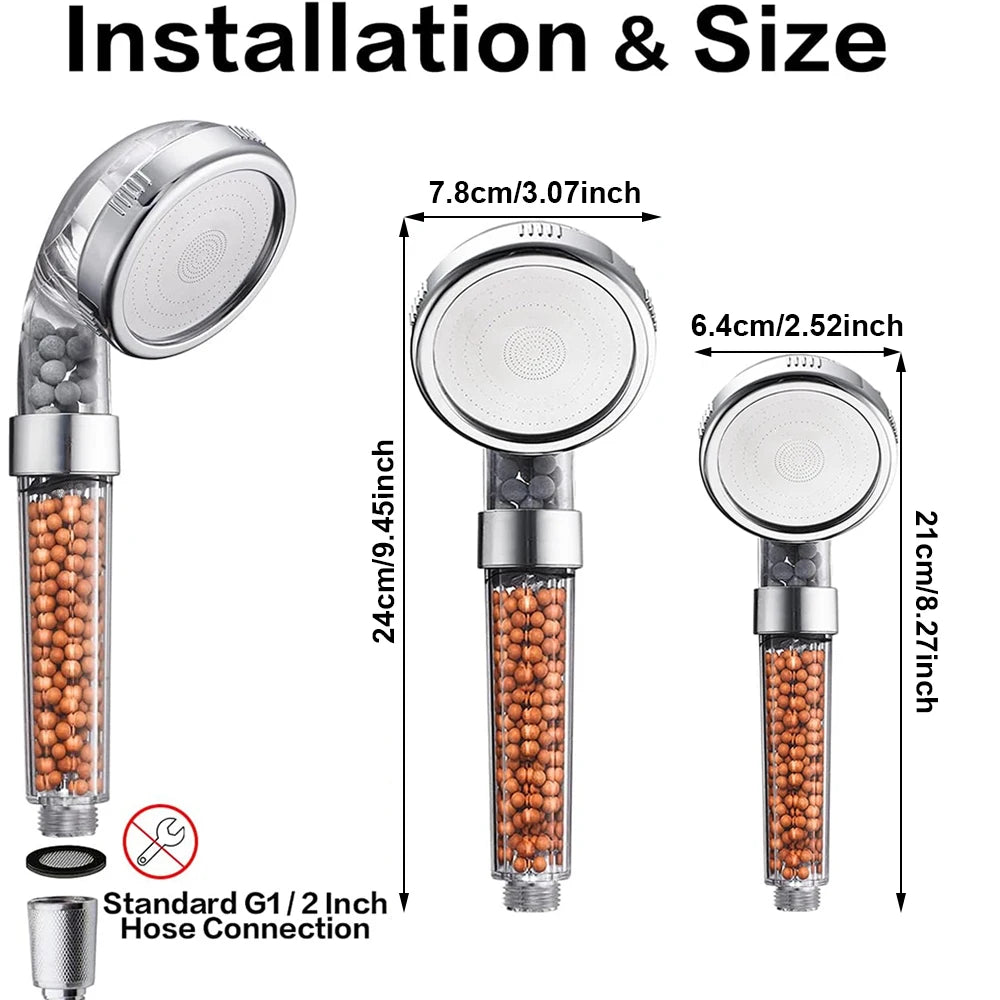 1pc Filtered Shower Head ABS High Pressure Water Saving Spray Handheld Clear Showerheads with With Filter Beads for Bathroom Oasis Select