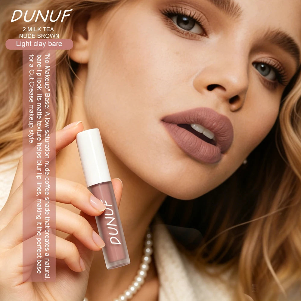 DUNUF 8Pcs Matte Liquid Lipstick Set - Long Lasting Waterproof Non-Stick Nude Red Tint Lip Glaze Kit Oasis Select