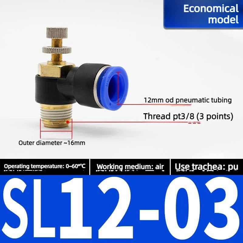 Quick Connect Pneumatic Connector "1/8" 1/4 "3/8" 1/2 M5 Air Speed Throttle Valve Regulating SL 4 6 8 10 12mm Valve Oasis Select Blue SL12-03
