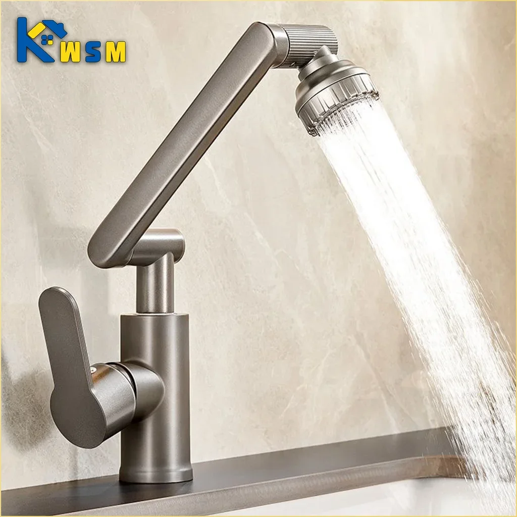Mechanical Arm Universal Faucet Bathroom Kitchen Splashproof Faucet Bathroom Countertop Basin Hot and Cold Tap Faucet Accessorie Oasis Select