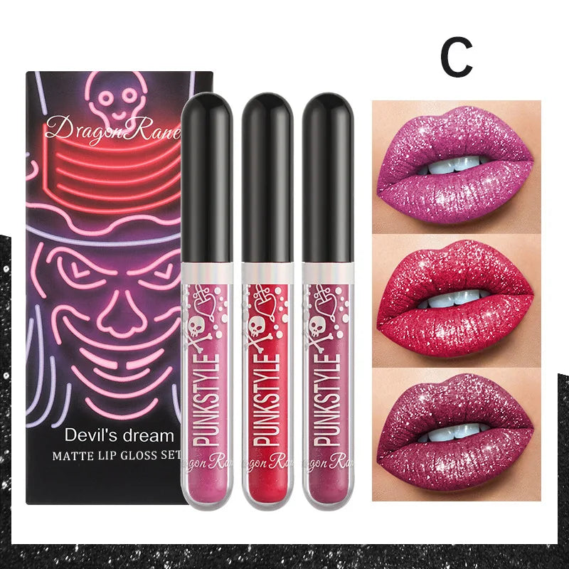 Dragon Ranee Halloween Lip Gloss Set – Sparkling Purple & Black Trio