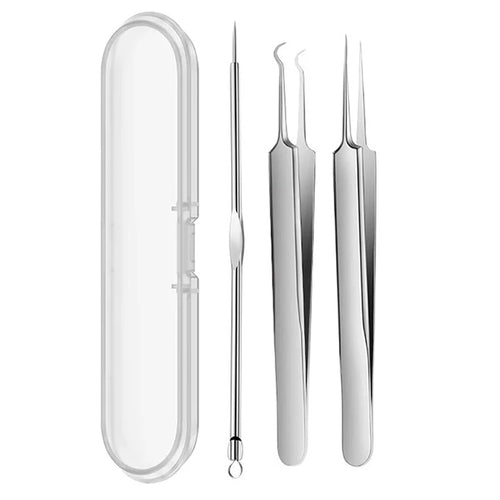 3PCS/kit Acne Needle Blackhead Clip Remover Extraction Pore Black Head Clean Face Skin Care Cleansing Needle Blemish Pick Tool Oasis Select 3pcs