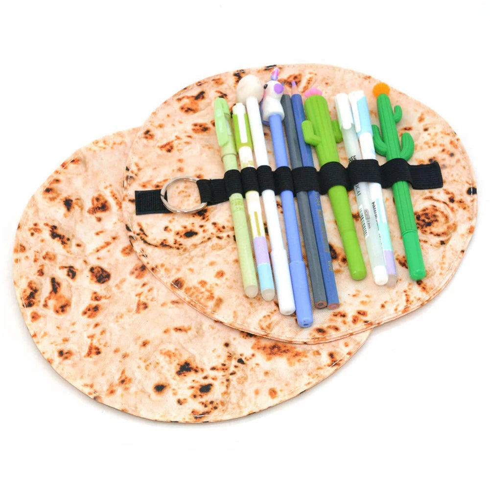 Cartoon Burrito Roll-Up Pencil Case | Funny Canvas Pen Pouch