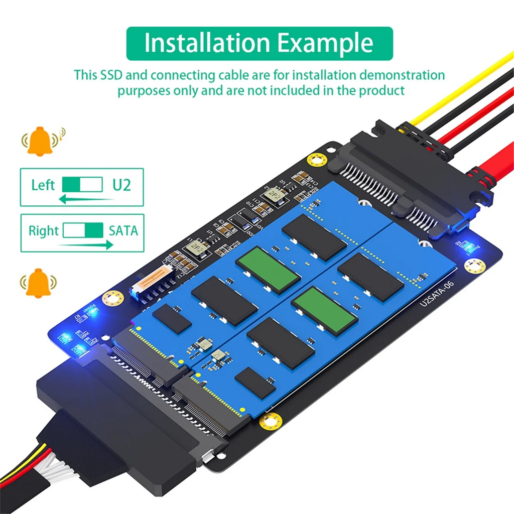 2 in 1 Combo M.2(NGFF) NVME PCI-E SSD to U.2 SFF-8639 & M.2( NGFF) SATA SSD to SATA Adapter Oasis Select