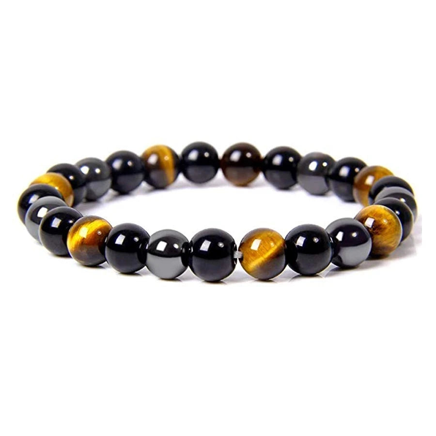 1 Natural Black Obsidian Hematite Tiger Eye Bead Bracelet For Men Magnetic Health Protection For Women Soul Jewelry Oasis Select 18.5cm Hot Stamping
