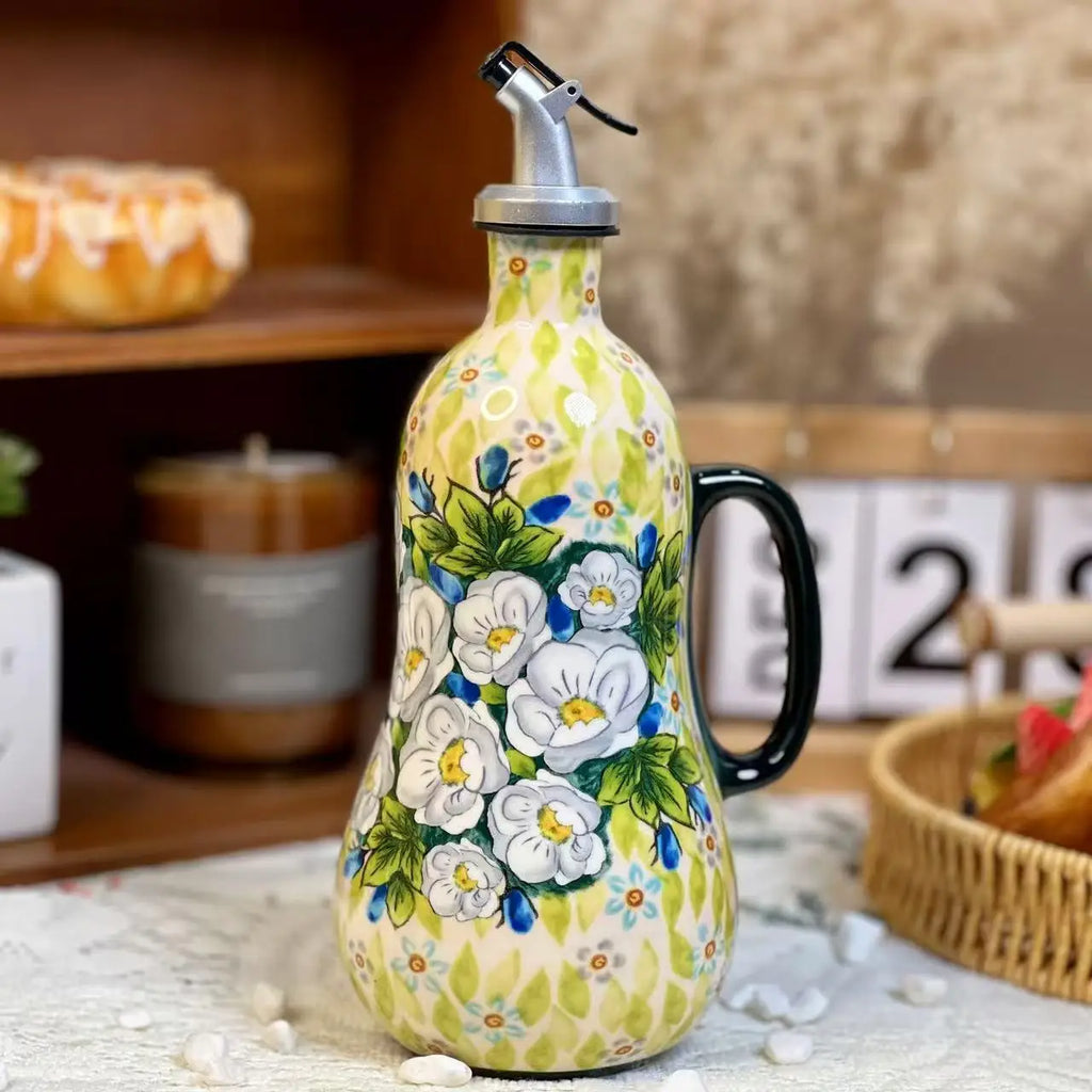Flowers Plants Ceramic Olive Oil Bottle Soy Sauce Vinegar Multifunctional Kitchen Seasoning Drainage Bottle Kitchen Accessories Oasis Select 3