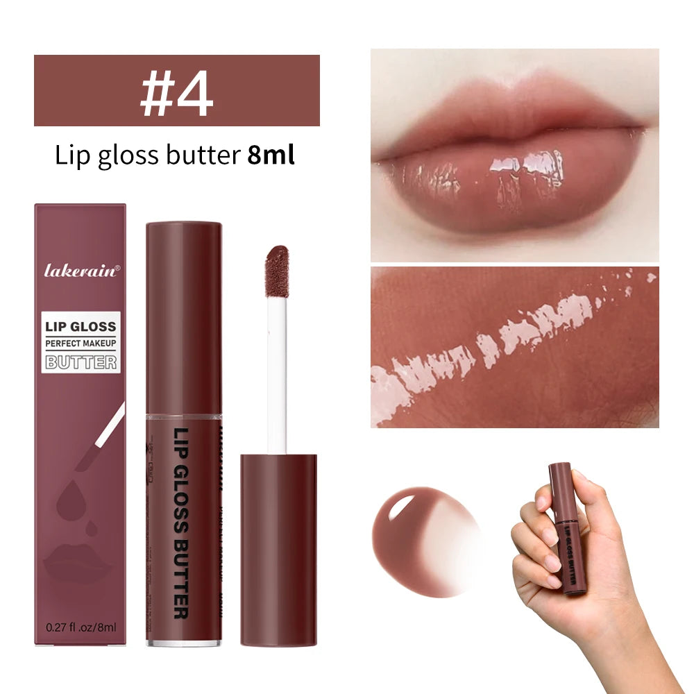 8ml Butter Non-stick Cup Gloss Lip Gloss Moisturizing Mirror Lip Gloss Lasting Color Lip glaze Dye Lip Liquid Makeup For Women Oasis Select 4