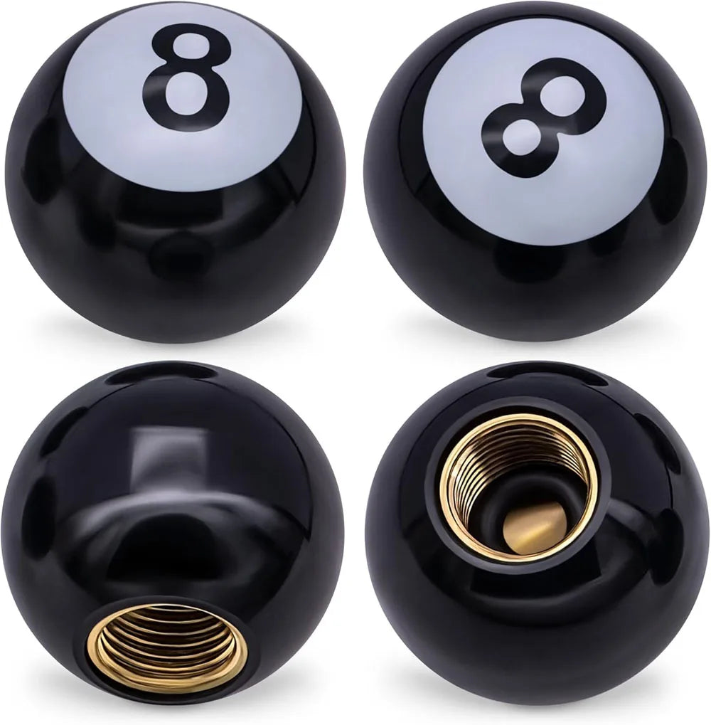 Copper Core Dustproof Tire Valve Stem Covers Pool 8 Ball Style Tire Valve Stem Caps for Cars, SUV, Trucks, Bikes, Motorcycles Oasis Select Black