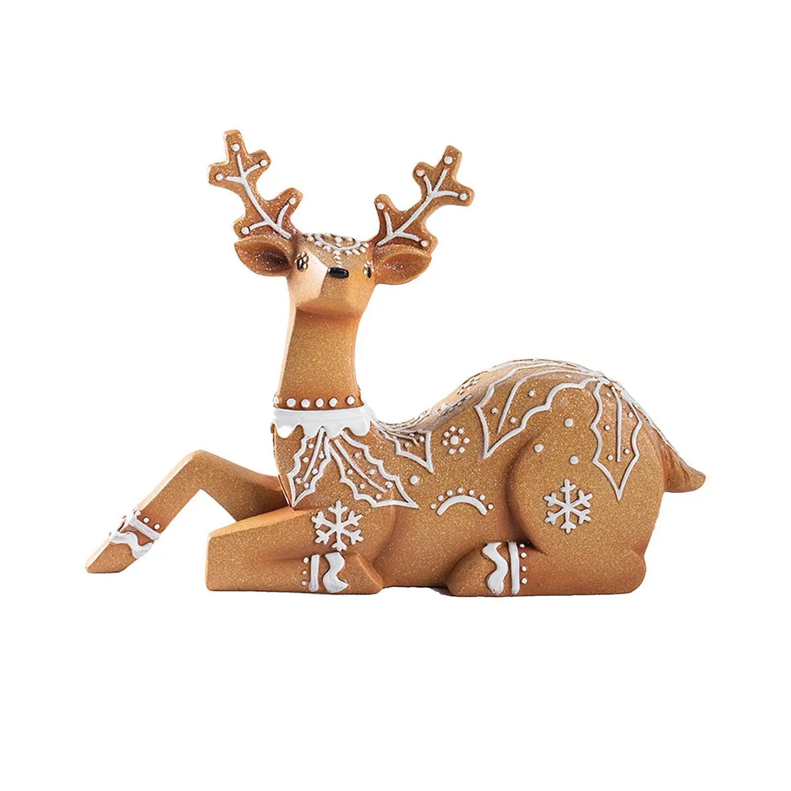 Christmas Reindeer Statue Xmas Elk Figurine Party Ornament Animal Adornment Holiday Decoration Deer Sculpture for Indoor Desk Oasis Select A