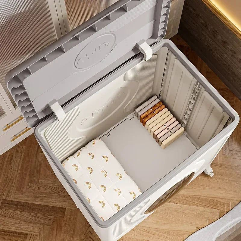 160L large-capacity storage box, multi-functional clothing folding storage box with wheels, household plastic clamshell Oasis Select