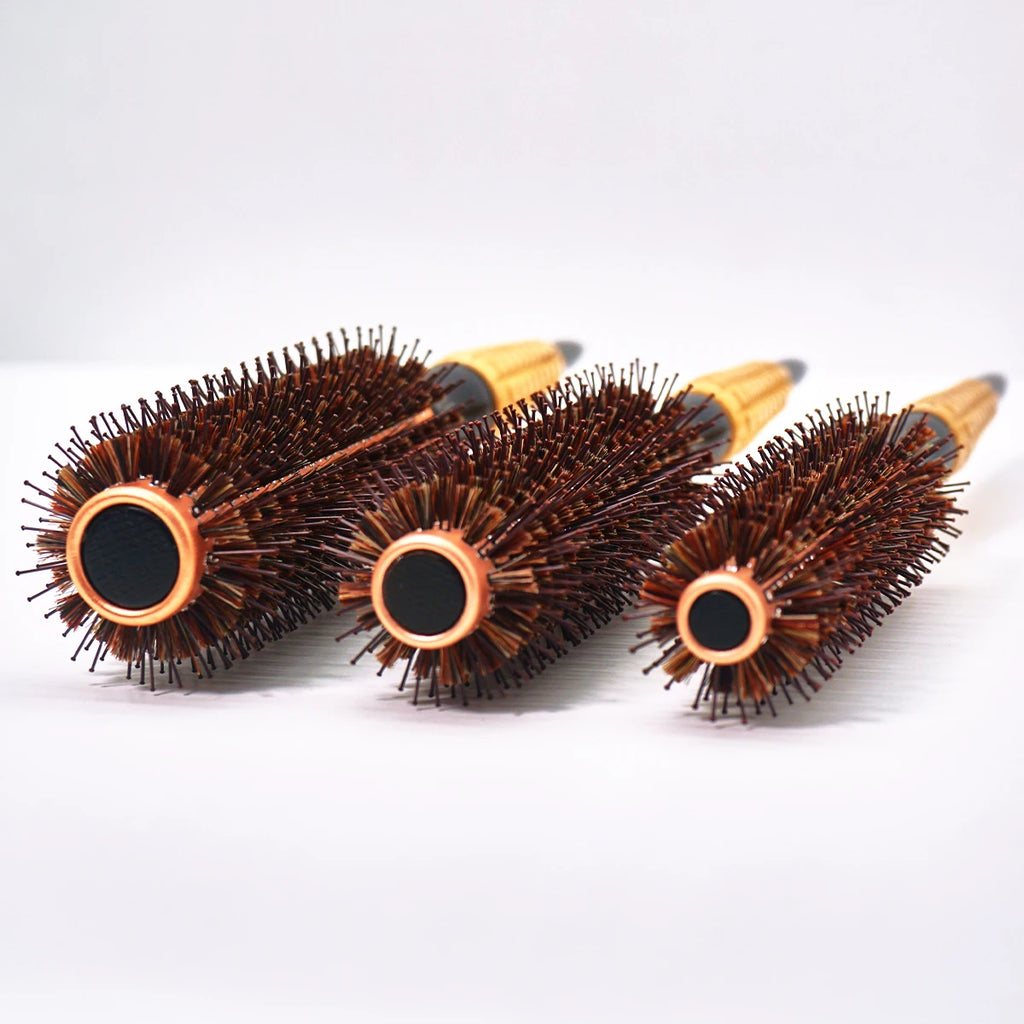 Boar Bristle Round Brush – Wood Handle Anti-Static Hair Comb Hair Styling Brush Oasis Select
