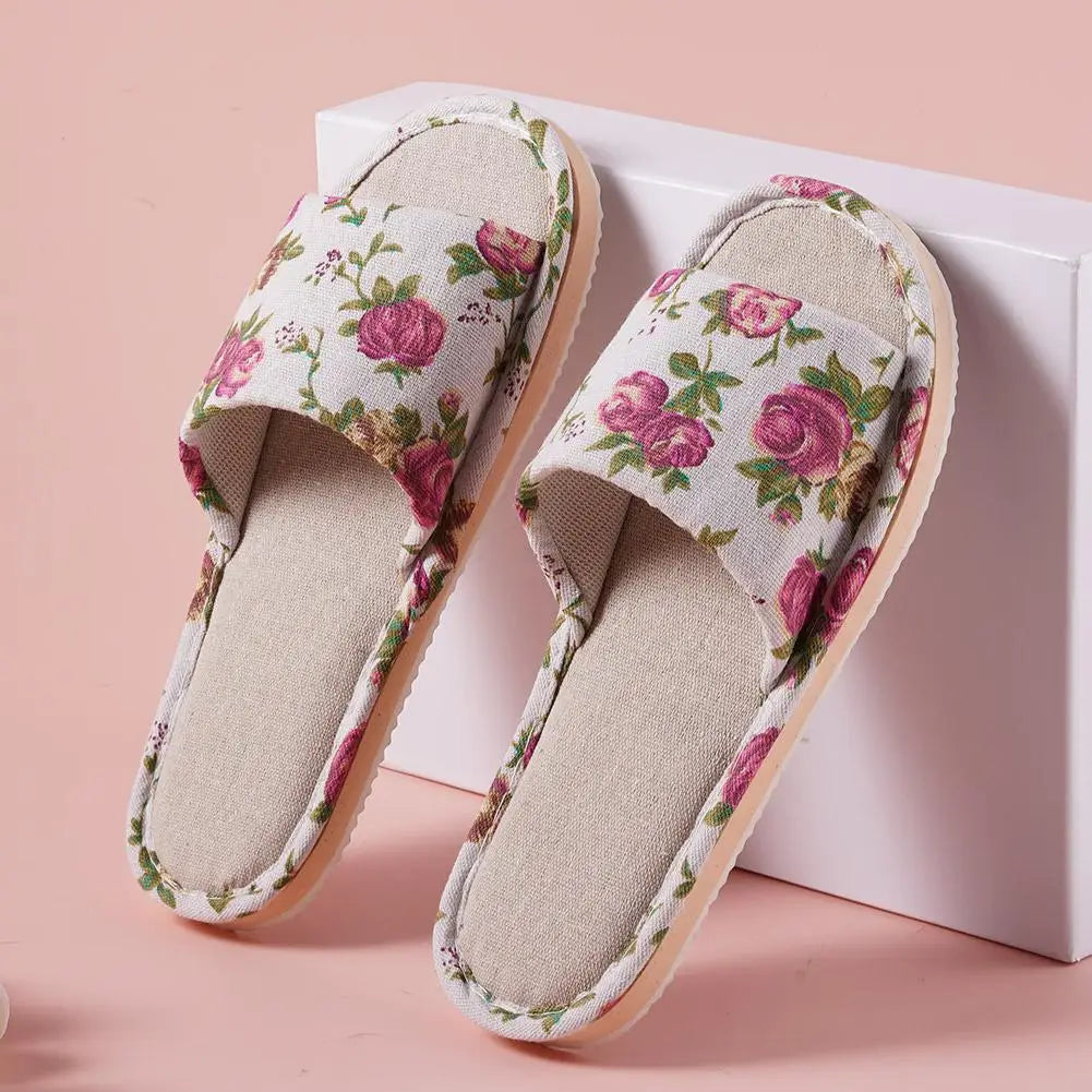 Fashion Floral Slippers Women Casual Comfortable Indoor Home Flat Shoes Anti Slip Sandals Spring Autumn September Essential Oasis Select