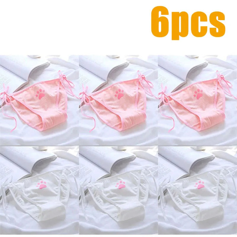 1/3/6pcs Sexy Bandage Lolita Panties Low Waist Lingerie Cute Claw Women's Briefs Low Waist Animation Underwear Oasis Select 6pcs mix 2 One Size As shown