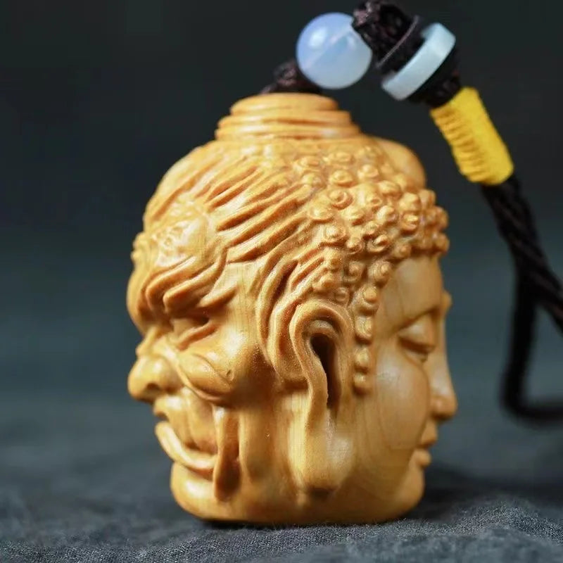 A read between Buddha and magic natural solid wood carving men portable disc play hand piece play car pendant Oasis Select