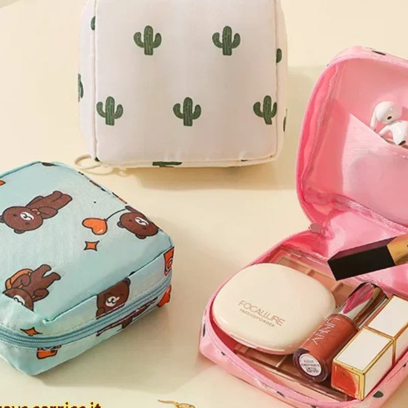Cute Cartoon Sanitary Pad & Tampon Pouch | Portable Organizer