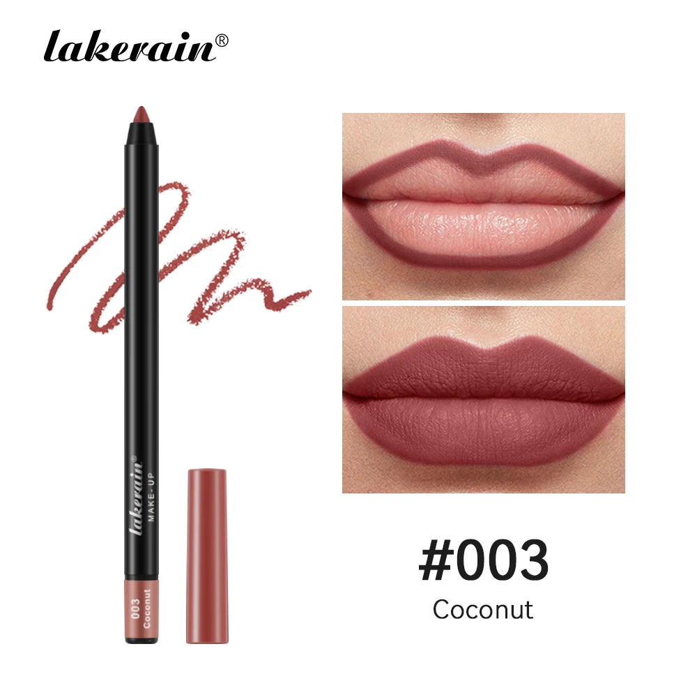 12 Colors Matte Lipliner Pencil Red Contour Tint Lipstick Waterproof Long Lasting Non-stick Cup Moisturising Lips Makeup Oasis Select 3 coconut
