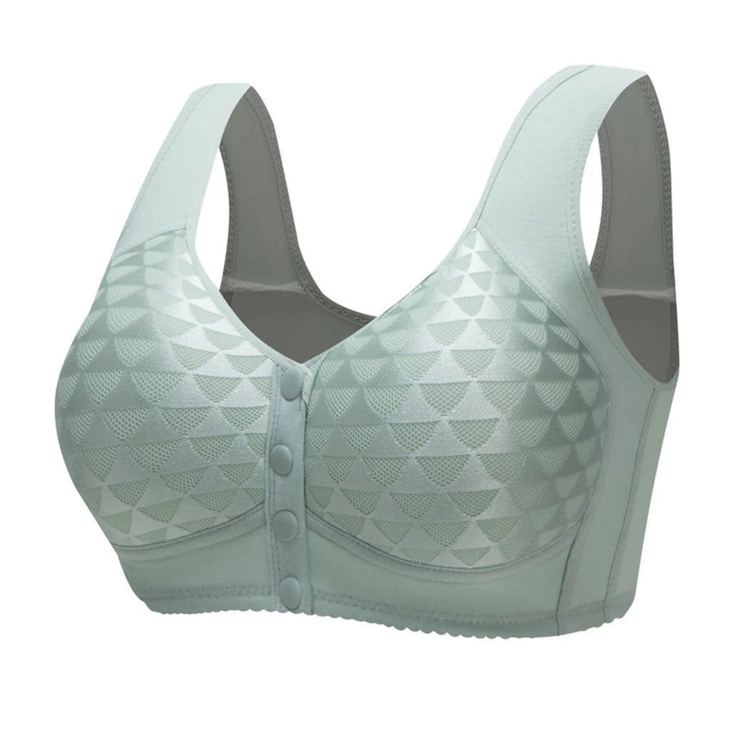 Plus Size Sports Bra Comfortable Wireless Bra with Thin Cotton Cup Breathable Supportive and Shaping Floral Print Lightly Padded Oasis Select Mint Green 40