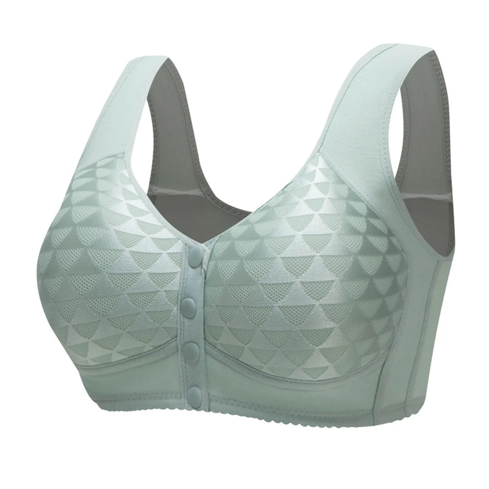 Plus Size Sports Bra Comfortable Wireless Bra with Thin Cotton Cup Breathable Supportive and Shaping Floral Print Lightly Padded Oasis Select Mint Green 40