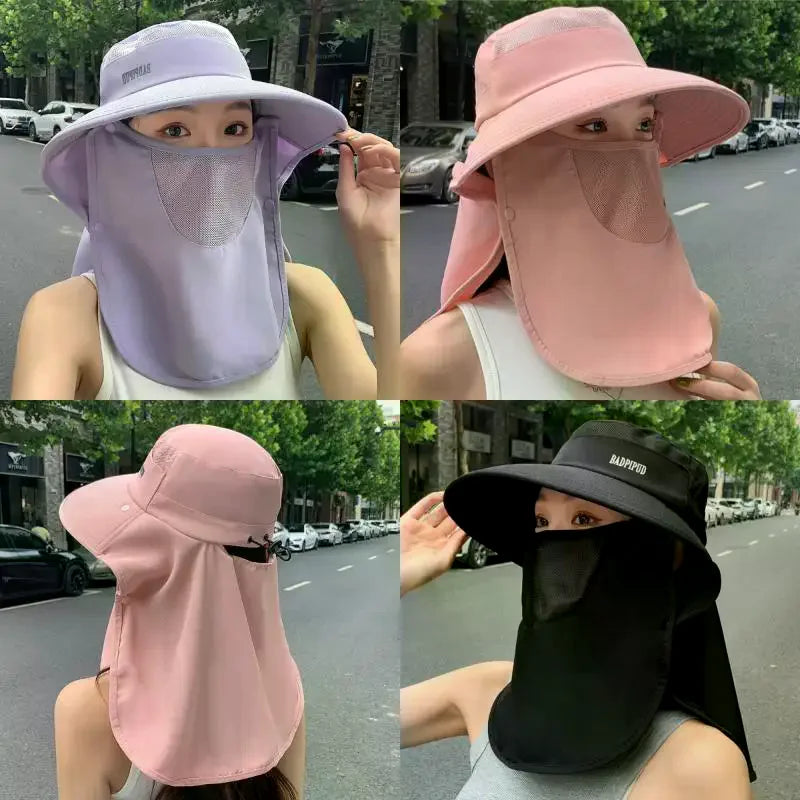 Women's UV Protective Wide Brim Sun Hat With Shawl Neck Protection Breathable Summer Outdoor Sports Fishing Hat Oasis Select