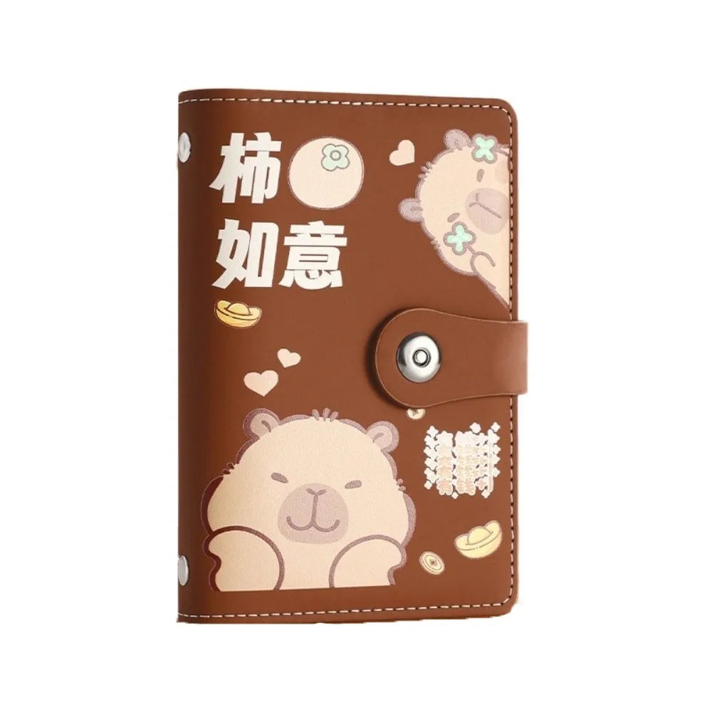 Cartoon Capybara Saving Money Binder PU Leather with Password Lock Planner Organizer Savings Handbook Cash Envelopes Oasis Select Style B Brown