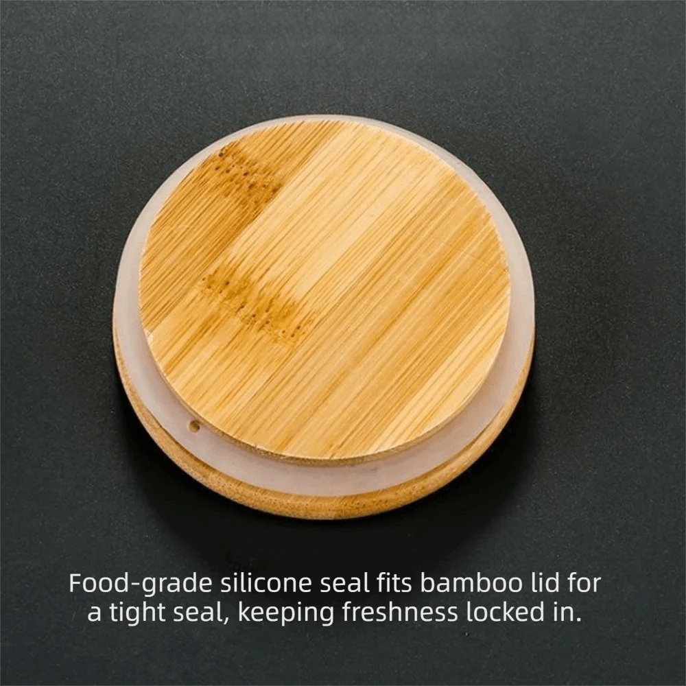 Airtight Glass Storage Jars with Bamboo Lid & Wooden Spoon