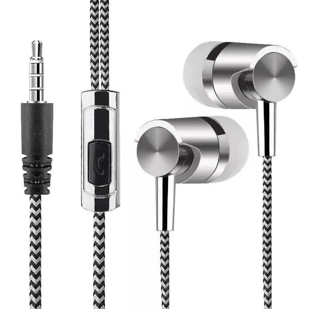 Universal In-ear Headset Braided Cord With Microphone 3.5mm Jack Bass Stereo Wired Control Sports Earphone For Smart Phone Oasis Select
